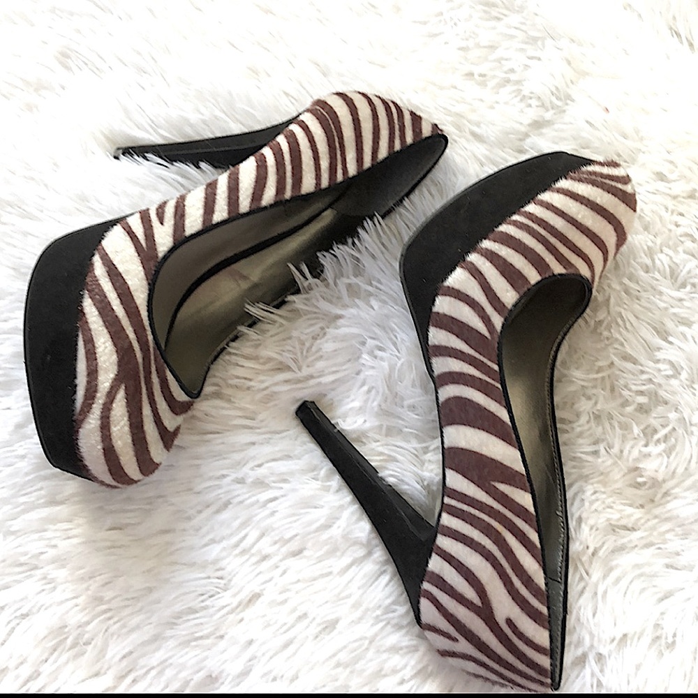 G By Guess Zebra Print Platform Heels - image 1